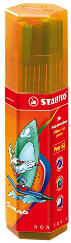 Premium-Filzstift - STABILO Pen 68 20er Big Pen Box Swano Edition - mit 20 verschiedenen Farben