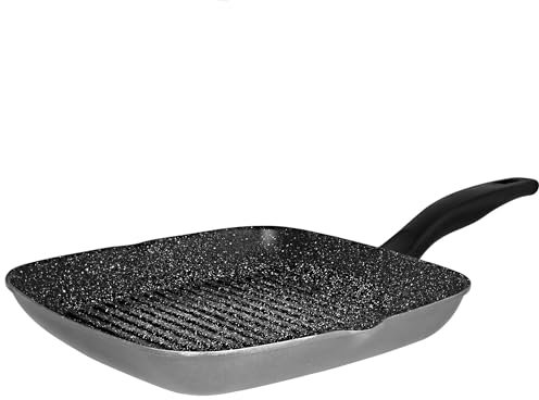 STONELINE Bistecchiera Quadrata, Ghisa, Misura 28x28 cm, 2 Beccucci, Rivestimento Antiaderente