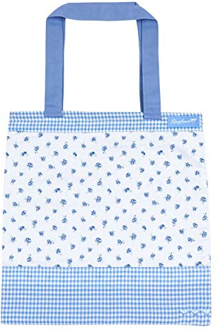 Ringelsuse Einkaufstasche aus Stoff mit Henkeln Blumen Karos 29 x 26cm Baumwolle