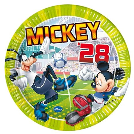 Unique Party 71783 - 23cm Disney Mickey Mouse Football Party Plates, Pack of 8