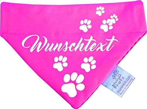 Kleiner Fratz Hunde Durchzugstuch (Fb: pink-Navy) (Gr.S - 16 x 11 cm) mit Ihrem Wunschtext