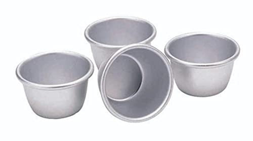 KitchenCraft Mini Pudding Mould Set of 4, Anodised Aluminium, 7.5 cm, Silver
