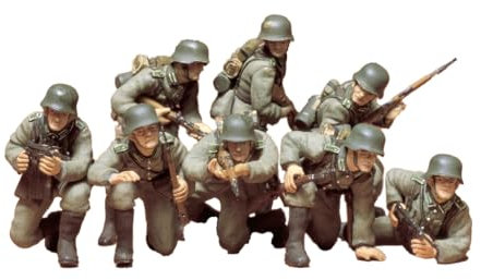 Tamiya 35061 1:35 Fig.-Set Dt. Pz Grenardiere (8), Modellbausatz,Plastikbausatz, Bausatz zum Zusammenbauen, detaillierte Nachbildung, Braun