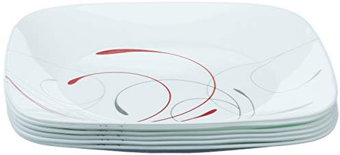 Corelle Splendor 1101055 Lot de 6 assiettes carrées en verre Blanc