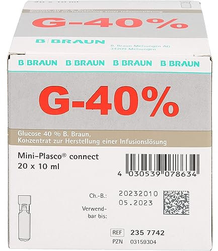 GLUCOSE 40% B.Braun Mini Plasco connect Inf.-L.-K. 20X10 ml