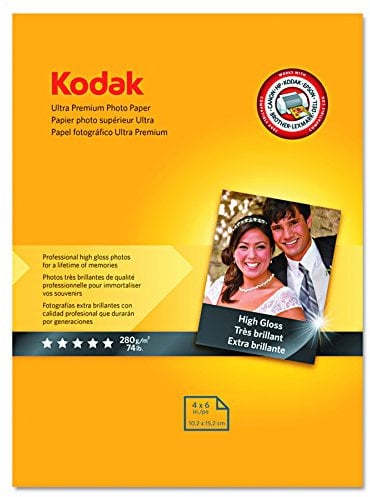 Kodak Ultra Premium Fotopapier für Tintenstrahldrucker, Glanzfinish, 10,7 mil Dicke, 20 Blatt, 10,2 x 15,2 cm (8777757)