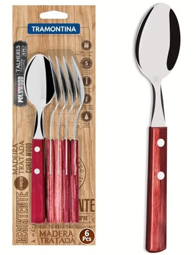 Tramontina LANDHAUS Taffellöffel Set, 6 Stück, Edelstahl, Echtholzgriff FSC