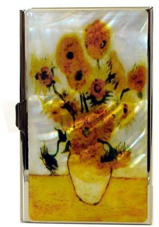 Perlmutt Design Visitenkartenetui Van Gogh Sonnenblumen Business Card Edel