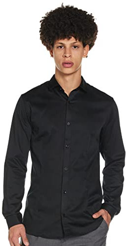 Jack & Jones Jjprparma Shirt L/S Noos Camicia, Nero, M Uomo