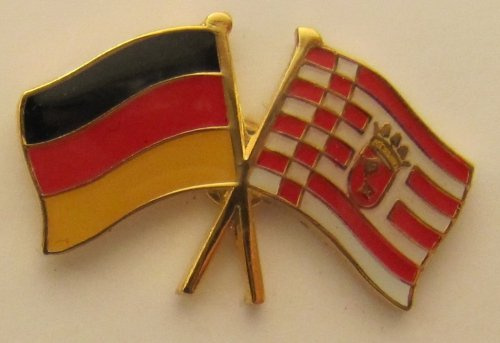 Bremen / Deutschland Freundschafts Pin Anstecker Flagge Fahne Nationalflagge Doppelpin Flaggenpin Badge Button Flaggen Clip Anstecknadel