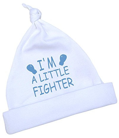 BabyPrem Frühchen Baby Hut Mütze Jungen Mädchen 'I'm a Little Fighter' 44-50cm BLAU P3