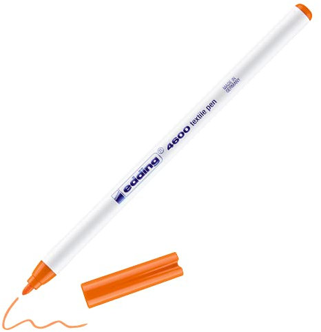 edding 4600 Textilstift - orange - 1 Stift - Rundspitze 1 mm - Textilstifte waschmaschinenfest (60 °C) zum Stoff bemalen - Stoffmalstift