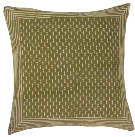 Kissenbezug Blockdruck, Dekokissen Bezug, Ethno, Muster 16, 40*40 cm | 100 % Baumwolle, traditioneller Blockdruck, Knopfverschluss aus Kokosholz, ideal für Dekoration und Komfort.
