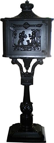 Casa Padrino Jugendstil Standbriefkasten Schwarz - Aluminium Briefkasten - Säulenbriefkasten - Postkasten