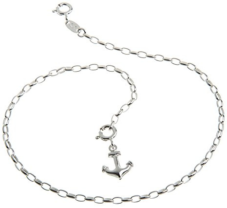Fußkette Silber (Rundankerkette) mit Anhänger Anker - 2,3mm Breite - Länge wählbar 23-30cm - echt 925 Silber