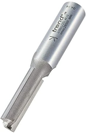 Trend Professional Straight Two Flute Router Cutter, 1/2 Inch Shank, 10mm Cut Diameter & 35mm Cut Length, Tungsten Carbide Tipped, 3/60X1/2TC
