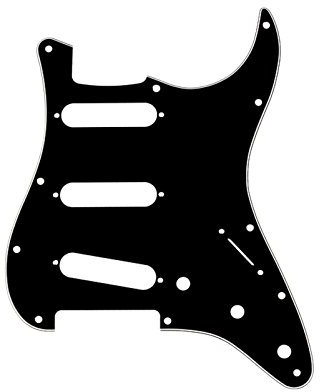 Musiclily SSS Strat Pickguard and Back Plate Set for Fender USA/Mexican Standard Stratocaster Modern Style Electric Guitar, 3Ply Black
