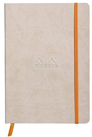 Rhodia 117455C Notizheft Rhodiarama mit weichem Umschlag, dot grid, 80 Blatt, 90 g elfenbeinfarbenes Papier, A5 148 x 210 mm, Lesezeichen, Innentasche,1 Stück,beige