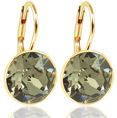 Kurze Ohrhänger Gold Marken Kristallen 925 Sterling Silber modern schlicht NOBEL SCHMUCK
