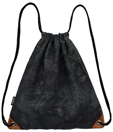 SAMGOO Segeltuch Sporttaschen Rucksack Gym Sack Turnbeutel Beutel Sportbeutel, Normallack Beutel Turnbeutel Tasche Tüte Rucksack Hipster für Reisen /Sport (Dunkelgrau)