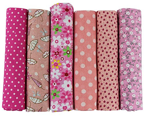 UOOOM 6 Stueck 50 x 50cm Stoffpakete Patchwork Stoffe Baumwolle tuch DIY Handgefertigte Nähen Quilten Stoff Baumwollgewebe Verschiedene Designs (Pink)
