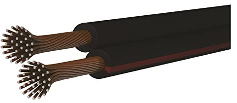 EMOS S8273 Cobre 2 x 0,75 mm², 100 Metros de Cable Doble de CCA para Baja tensión, Color Negro con Marcado de polaridad, 2 x 0,75 mm2, Set Piezas