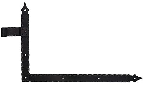 Pollmann®Baubeschläge Winkelband mit Randhämmerung Rolle Ø 16 mm, 400 x 600 mm, schwarz, 1 Paar