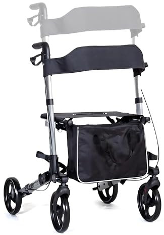 Elite Care X Cruise Folding Lightweight Compact rollator Wheeled Walker Walking Frame with seat - Choice of Colours (Silver)