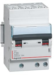 407846 Disjoncteur tripolaire 20A - 3P Courbe C - 6/10kA - Automatique et vis - Legrand DX3