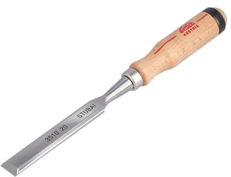 Stubai Stemmeisen/Stechbeitel 20 mm mit Holzheft aus astfreier Rotbuche | Extra lange Klinge aus Werkzeugstahl | Präzise geschliffen, langlebig, robust, Profiqualität