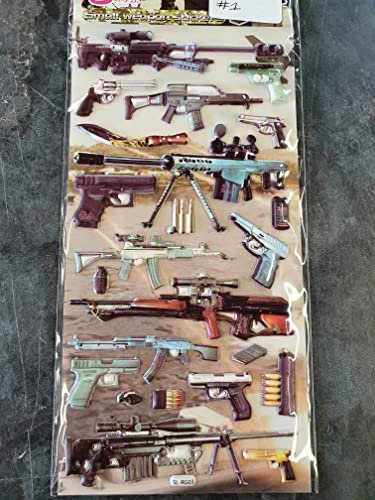 Fat-catz-copy-catz Fat-cataz-copy-catz 1x Sheet of Military Stickers: Guns, Revolver, Pistol, Glock, Desert Eagle, AK47 for kids, girls, boys, craft, scrap books, card making, gift party bags