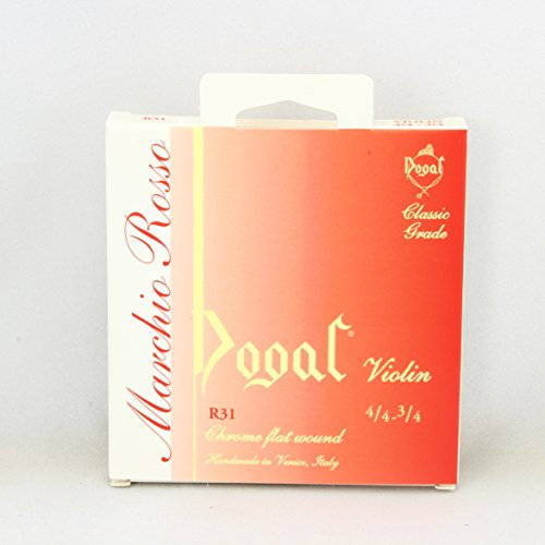 Dogal® »R31 VIOLIN SET MARCHIO ROSSO 4/4-3/4 CHROME STEEL« Corde per Violino - Chrome Flat Wound - Ball End