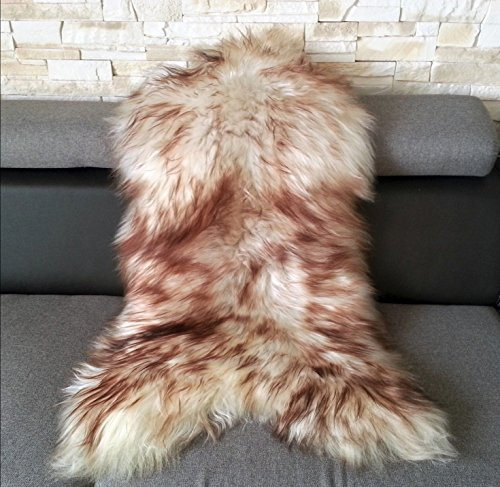 Der Größte | Weich und seidig | Isländischer Schafsfell-Teppich |, Schafsfell, braun, Dyed Large 120 cm