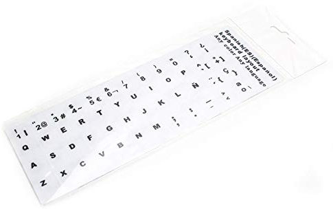 E-NUC Adhesivo Teclado Español (Letras de Botón, Impermeable, Resistente, para Portátiles, Ordenadores de Mesa, Fácil de Despegar y Pegar) - Blanco