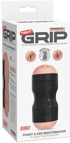 Pipedream Extreme Toyz Tight Grip Pussy and Ass Masturbator, Black, 1 Pound