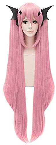 QITUN.Z Krul Tepes Frauen Rosa Lange Perücken Cosplay Anime Gerade Vollem Pony Party Haarschnitt