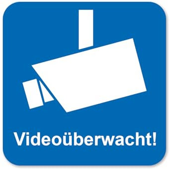 5er Set Aufkleber Videoüberwacht I hin086 I 4 x 4 cm I für Fenster Türen I Warnung Achtung Dieses Objekt wird per Video überwacht I Videoüberwachung