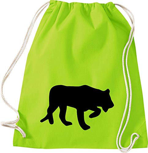 Shirtinstyle Turnbeutel Tiere Tiger Puma Löwe Farbe Lime