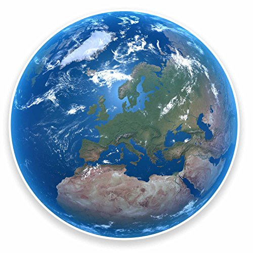2 x 10 cm Erde Vinyl-Aufkleber Gepäckanhänger Weltkarte Europa Weltraum Spaß #9559 (10 cm breit x 10 cm hoch)