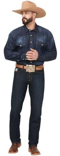 Cinch Men's Silver Label Slim Fit Jean, Dark Stone Wash, 34W x 34L