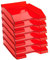 Exacompta 113224D 6er Pack Premium Briefablage Combo Midi DIN A4. Ideale Briefkörbe für Ihre Organisation. Robuste und stapelbare Ablagekörbe karminrot transluzent glossy