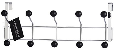 Buckingham 30018 Door 10 Hook Hanger, Chrome Plated, Black Plastic Balls, Premium Quality