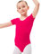 tanzmuster Ballettanzug Mädchen Kurzarm - Sally - aus weichem Baumwollstoff - Ballett Trikot Ballettbody in pink, Größe 92/98