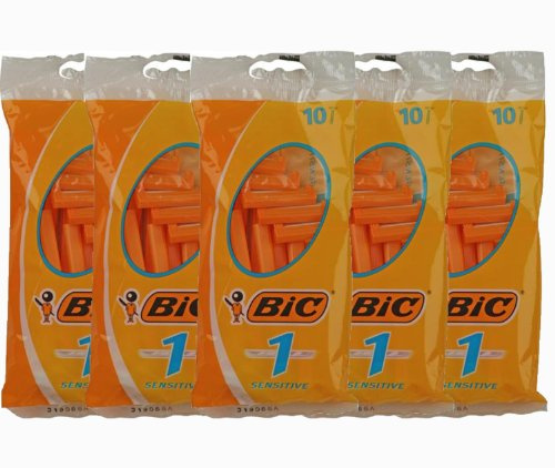 Bic Single Blade Sensitive Skin Pack of 5 x 10 Razor N ° 1 –