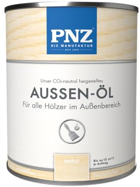 PNZ Außen-Öl | Nachhaltig hergestellt mit regionalen Rohstoffen | Made in Germany | Holzdeck, Holz-Terrasse, Fenster, Türen, Gartenhäuser, Spielgeräte, Gebinde:30L, Farbe:natur