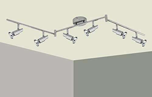 Trango 6-flammig 2991-68SD LED Deckenleuchte *OSCAR* in Chrom-Optik inkl. 6x 5 W 3-Stufen dimmbar GU10 LED Leuchtmittel I Deckenlampe I Deckenstrahler I Deckenspots I Wohnzimmer Lampe schwenkbar