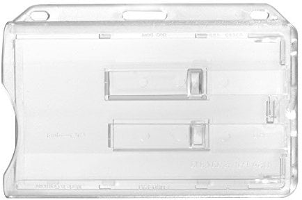 Porte-Badge pour 2 Cartes, Porte-Carte Horizontal en Plastique Rigide pour Cartes d’Identification, Porte-Badge Transparent