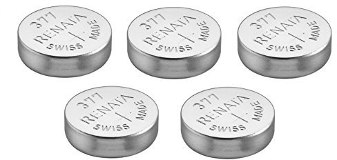 Renata 5 x Batteries Silver Oxide Swiss Made 0% Mercurry Long Life (5 x 377 or SR626SW AG4)