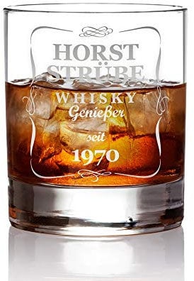 AMAVEL Whiskyglas mit Gravur, Klassisch, Personalisiert mit Namen und Jahreszahl, Tumbler Whiskeyglas