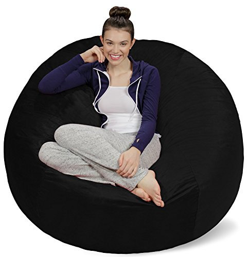 Sofa Sack XXL-Das Neue Komforterlebnis -Sitzsack mit Memory Schaumstoff Füllung-Ideal zum Relaxen im Wohnzimmer oder Schlafzimmer -Samtig weicher Velour Bezug in Tiefschwarz